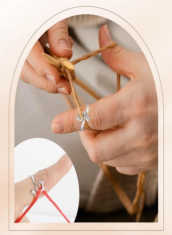 TecoKart Women's® 5Pcs Crochet Ring For Finger | Adjustable Crochet Tension Ring | 5 Styles Cat Yarn Guide Crochet Tool For Crocheting and Knitting | Durable Yarn Control Crochet Accessory - Image 5